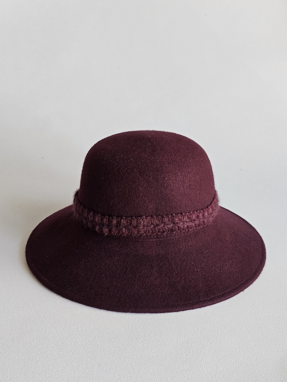 Galliano Sorbatti Wool Hat Burgundy Wide Brim Italy Vintage Style - Picture 3 of 11
